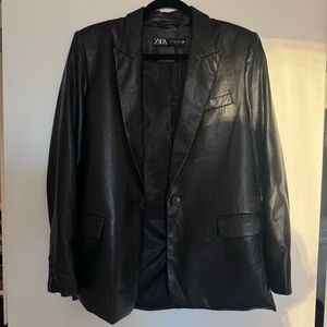 Zara Sleek Black Faux Leather Jacket